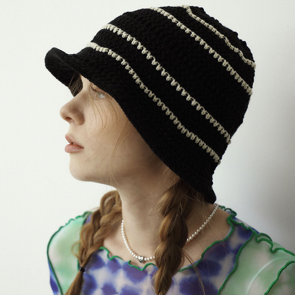 HEART SUMMER KNIT BUCKET HAT BLACK - 감도 깊은 취향 셀렉트샵