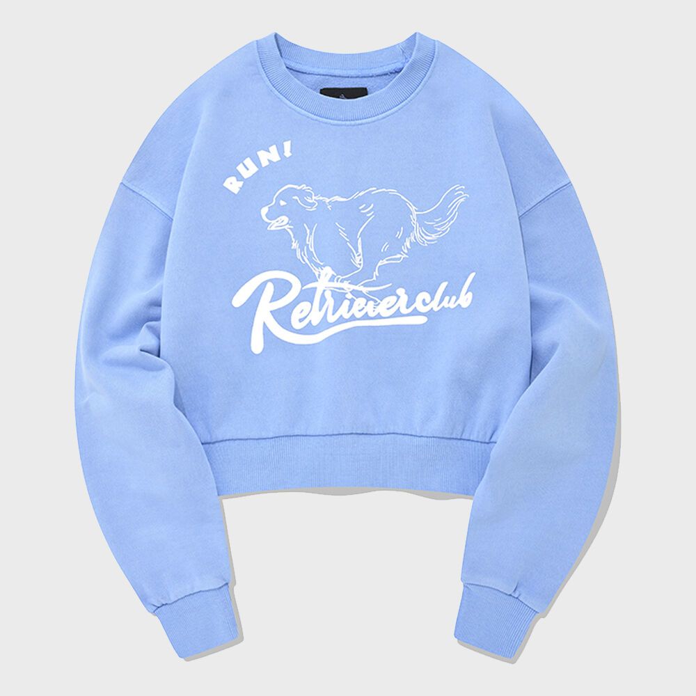 PAINTING RUNNING DOG CROP CREWNECK [SKY BLUE] 감도 깊은 취향 셀렉트샵 29CM