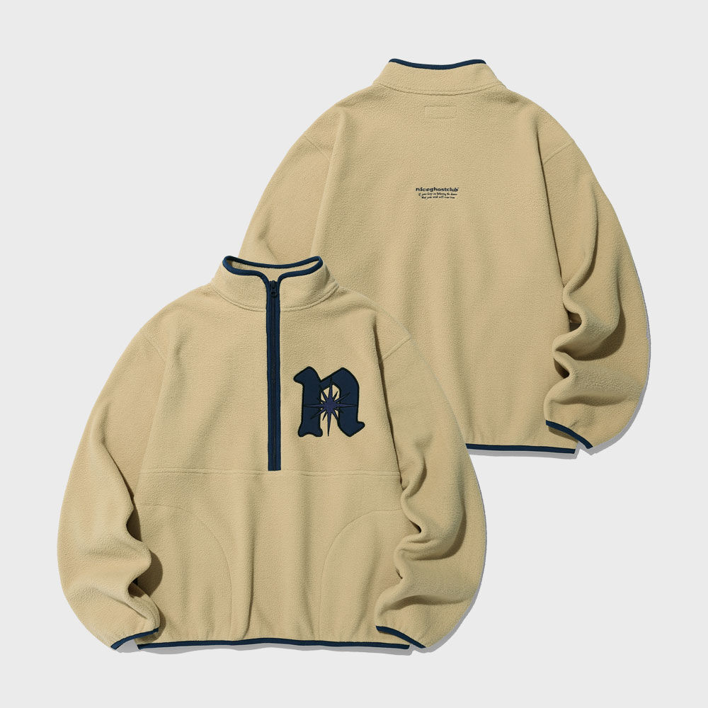 フリースジャケット [NICEGHOSTCLUB]FLEECE HALF ZIP PULLOVER_BEIGE(NG2CFUB931A) FLEECE HALF ZIP PULLOVER[BEIGE] - niceghostclub