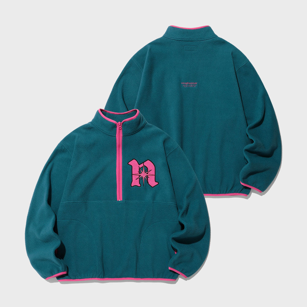 フリースジャケット [NICEGHOSTCLUB]FLEECE HALF ZIP PULLOVER_TEAL GREEN(NG2CFUB FLEECE HALF ZIP PULLOVER_TEAL GREEN(NG2CFUB931A) - 감도 깊은