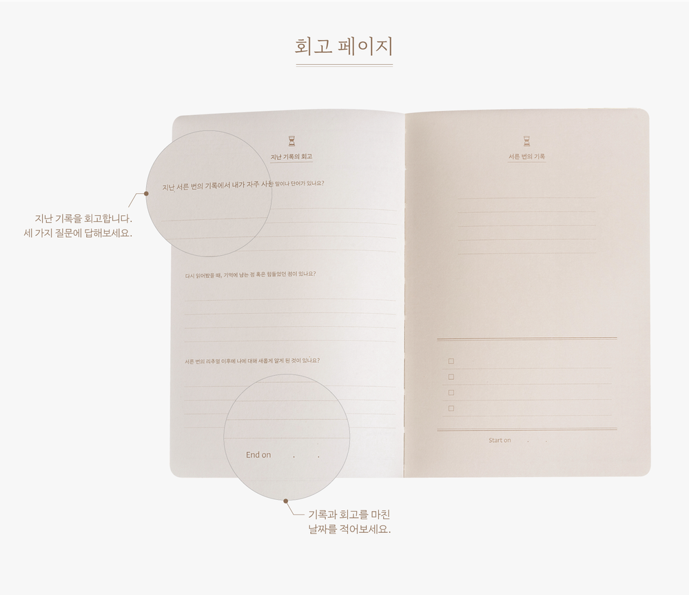 선언 페이지에서 좋아하는 명언을 적으며 리추얼을 시작하는 마음을 다지고, 체크리스트를 통해 어떤 리추얼을 어떻게 할지 정리해보세요.