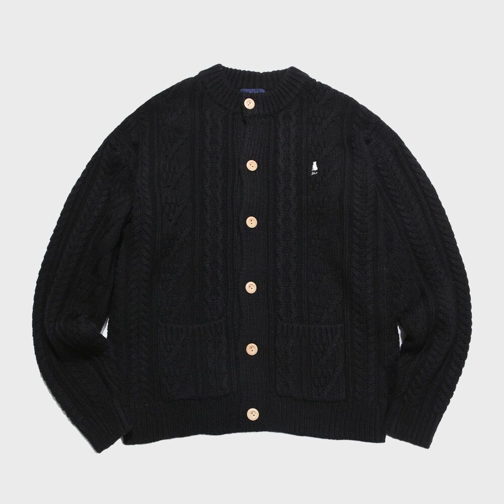 ARAN CABLE KNIT HERITAGE CARDIGAN BLACK - 감도 깊은 취향 셀렉트샵 29CM