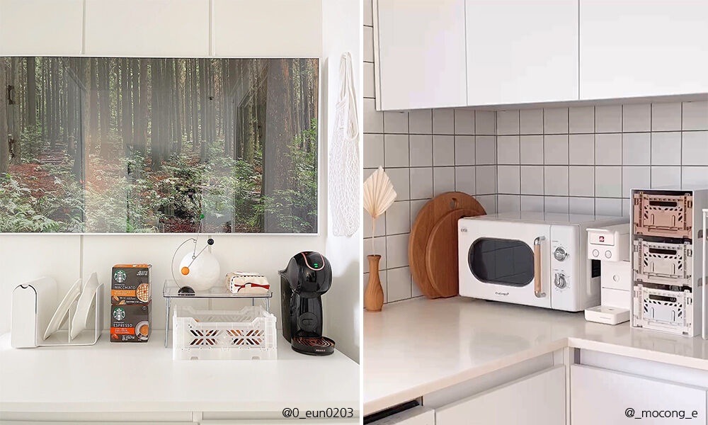 지저분해지기 쉬운 공간인 주방을 아이카사를 이용하여 정리해보세요! 
주방소품, 양념장, 커피캡슐 등 다양한 소품들을 깔끔하게 정리할 수 있습니다.
