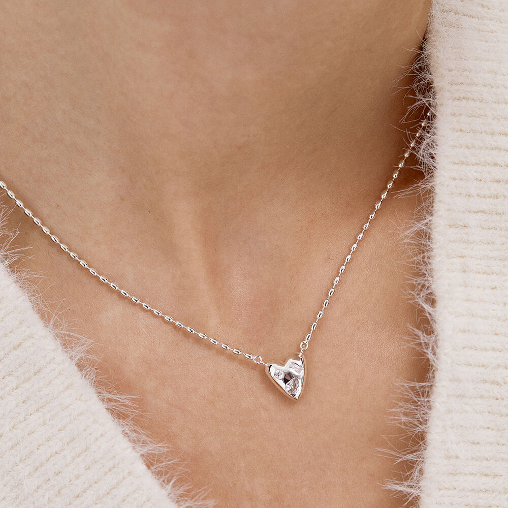 SILVER925) Petit Cubic Plump Heart Necklace NZ2032 - 감도