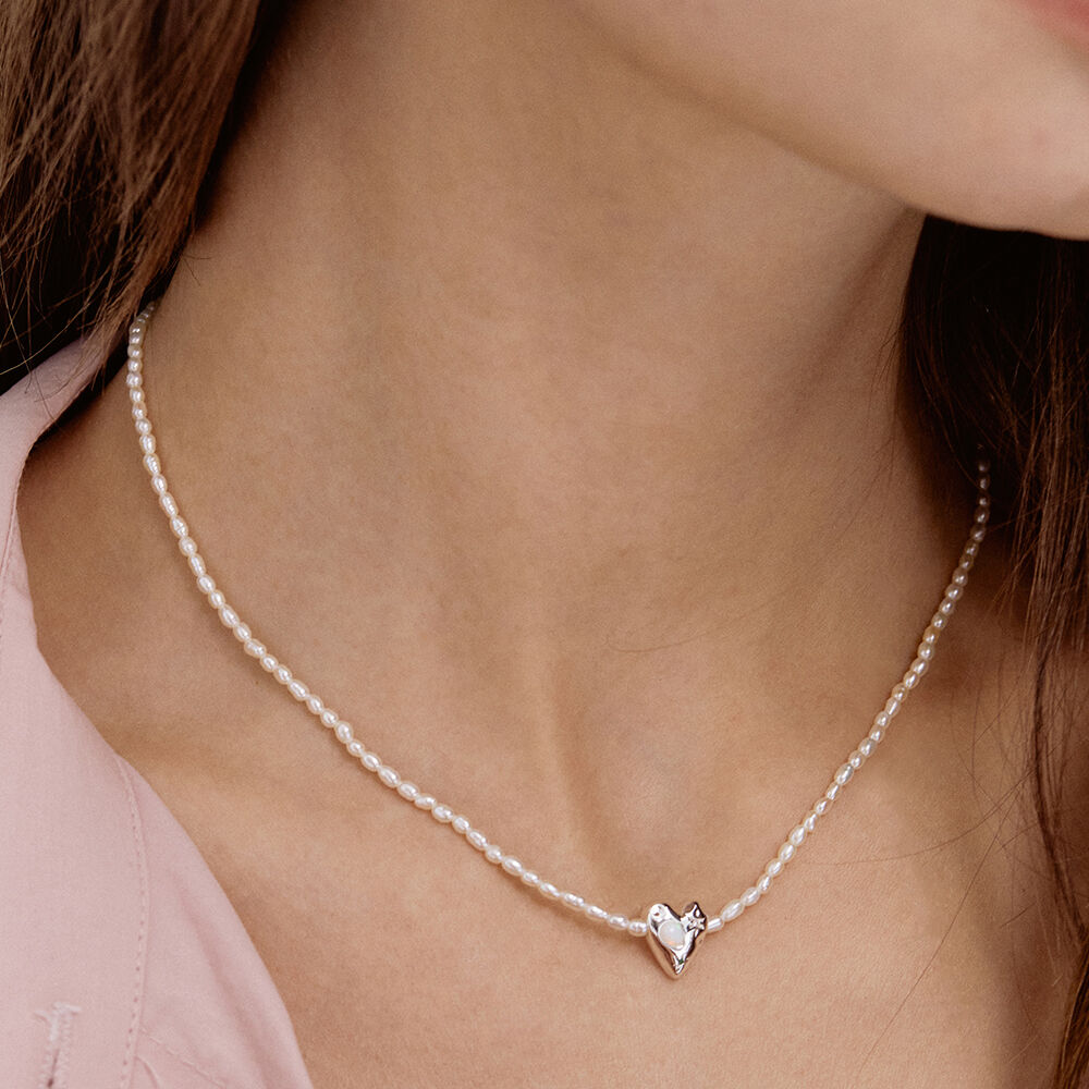 ☆TATIANA☆ SILVER925 Opal Rough Heart Pearl Necklace NZ2033 MUSINSA | TATIANA (SILVER925) Opal Rough Heart Pearl