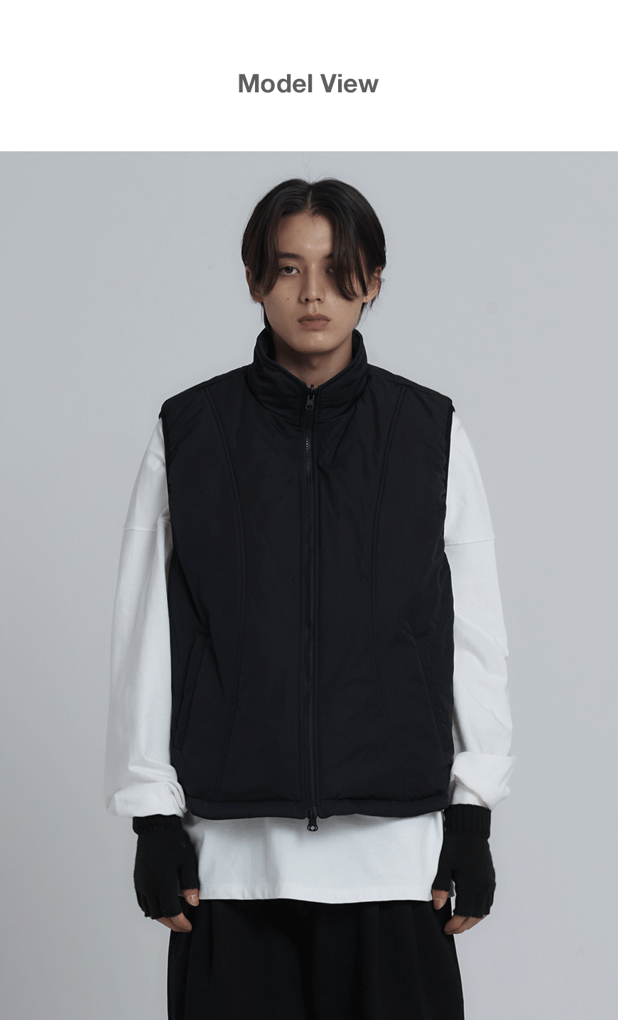 CURVED REVERSIBLE PADDED VEST (BLACK / CHARCOAL) 감도 깊은 취향 셀렉트샵 29CM