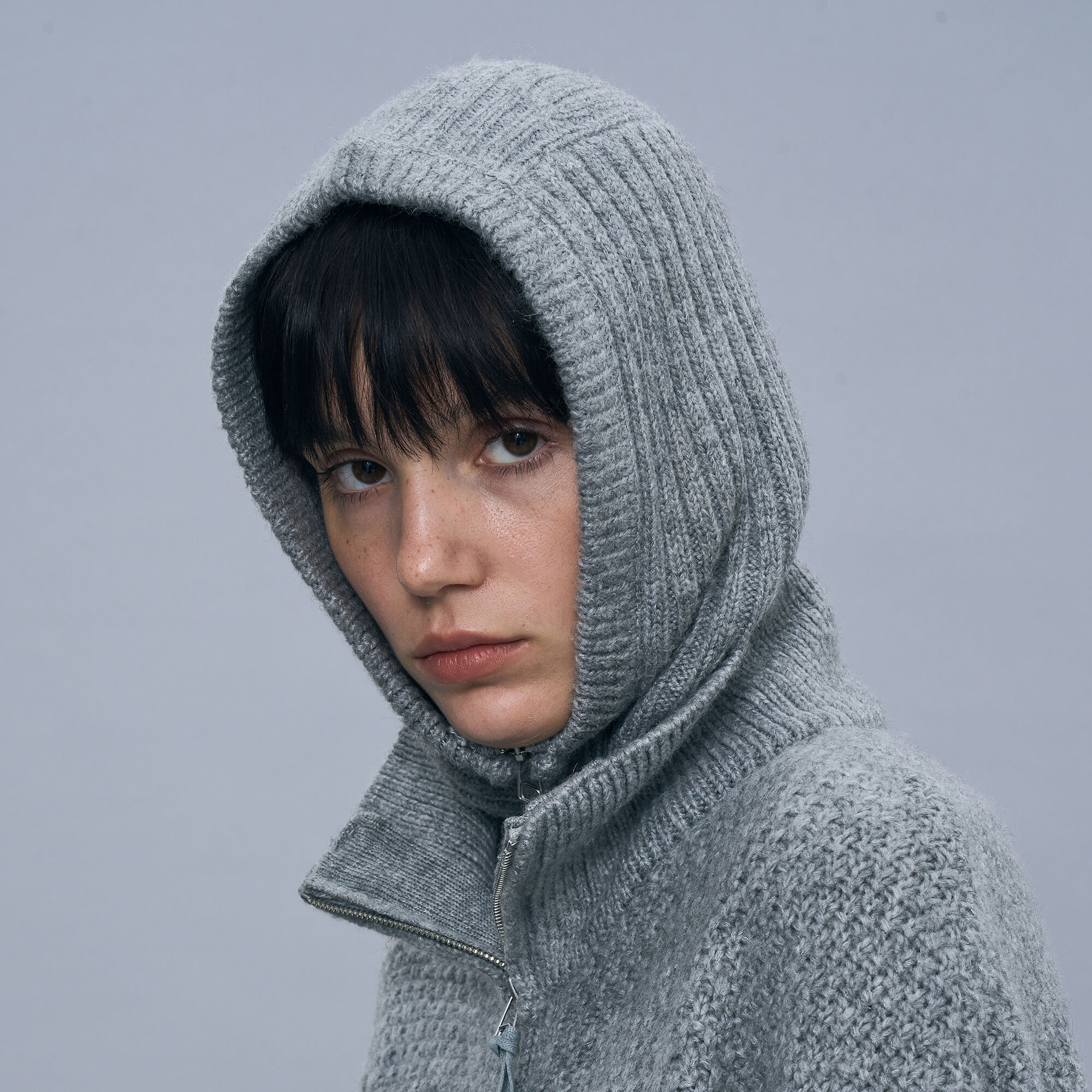 ☆関税込☆PARTIMENTO★STITCH POINTED NECK WARMER HOODIE★ STITCH POINTED NECK WARMER HOODIE_WHITE - 감도 깊은 취향