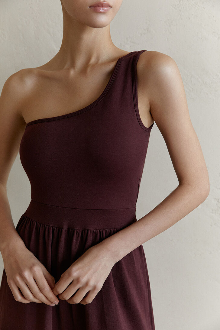 ■DHYANI■ Citta one shoulder jumpsuit (Red wine) Citta one shoulder jumpsuit (Red wine) - 감도 깊은 취향