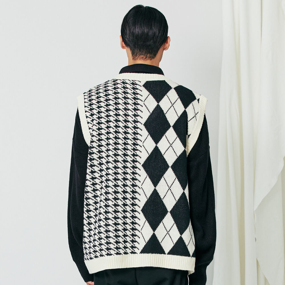 ★送料・関税込★SSY★argyle & hound check knit ves.t★ベスト Item S SY ARGYLE & HOUND CHECK KNIT VEST | GVG