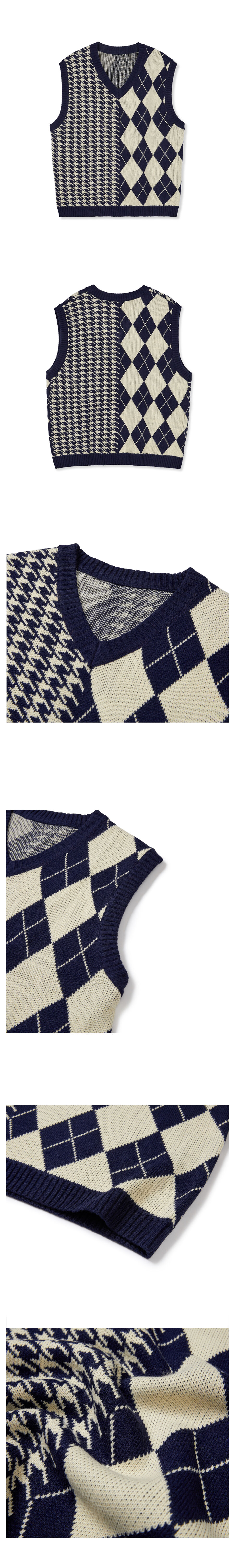 ★送料・関税込★SSY★argyle & hound check knit ves.t★ベスト Argyle & hound check knit vest orange - 감도 깊은 취향