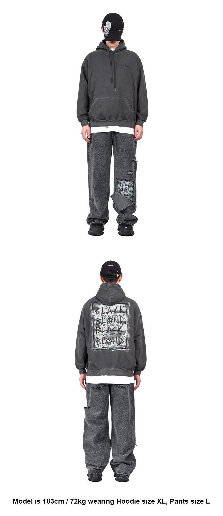 BBD Disorder Hidden Patch Custom Wide Denim Pants (Black
