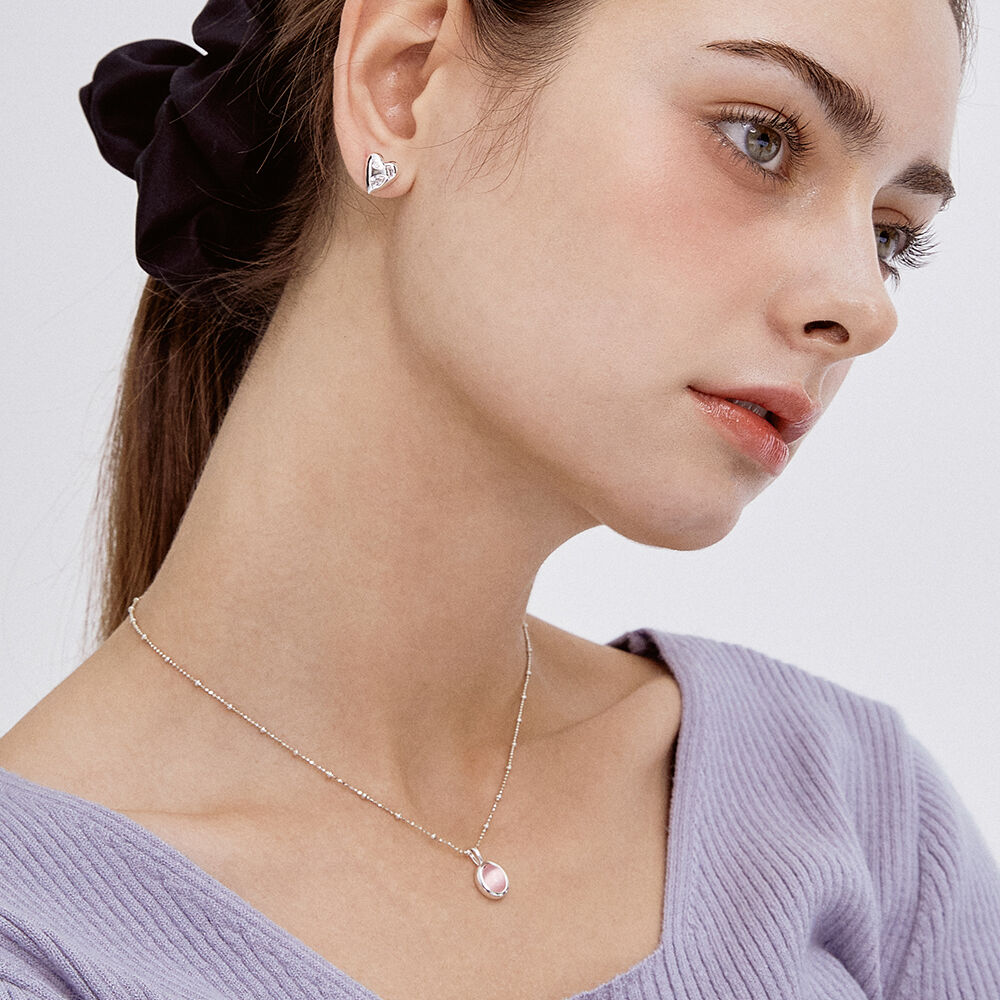 SILVER925) Colored Bean Gemstone Necklace NZ2028 - 감도 깊은
