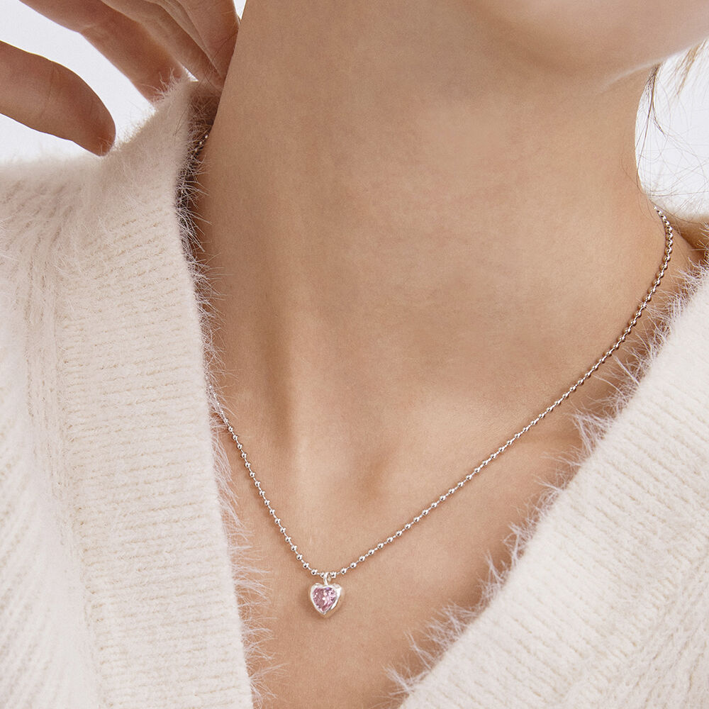 SILVER925) Twinkling Cubic Heart Necklace NZ2027 - 감도 깊은