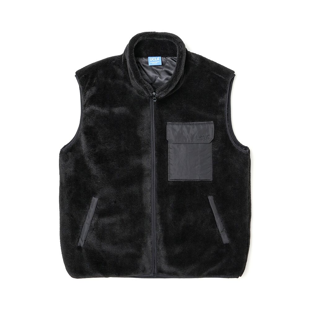 ダウンベスト [NICEGHOSTCLUB]TIE DYE FLEECE REVERSIBLE VEST_BLACK(NG2DFU tie dye fleece reversible vest[charcoal] - niceghostclub