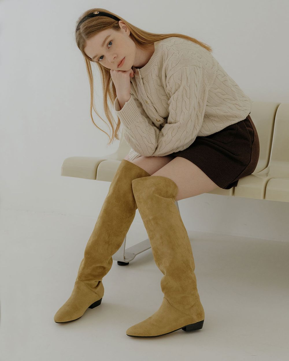 Bella thigh high boots_ brown suede