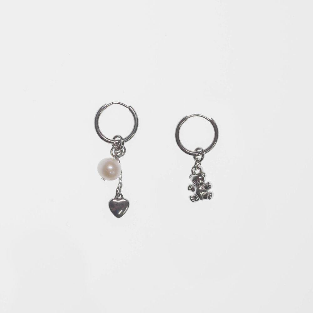 heart bold one touch earrings (2colors) - 감도 깊은 취향