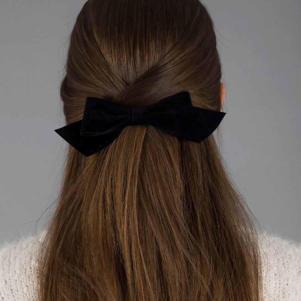 Elizabeth Moments] Black Large Satin Ribbon Hair Pin - 감도