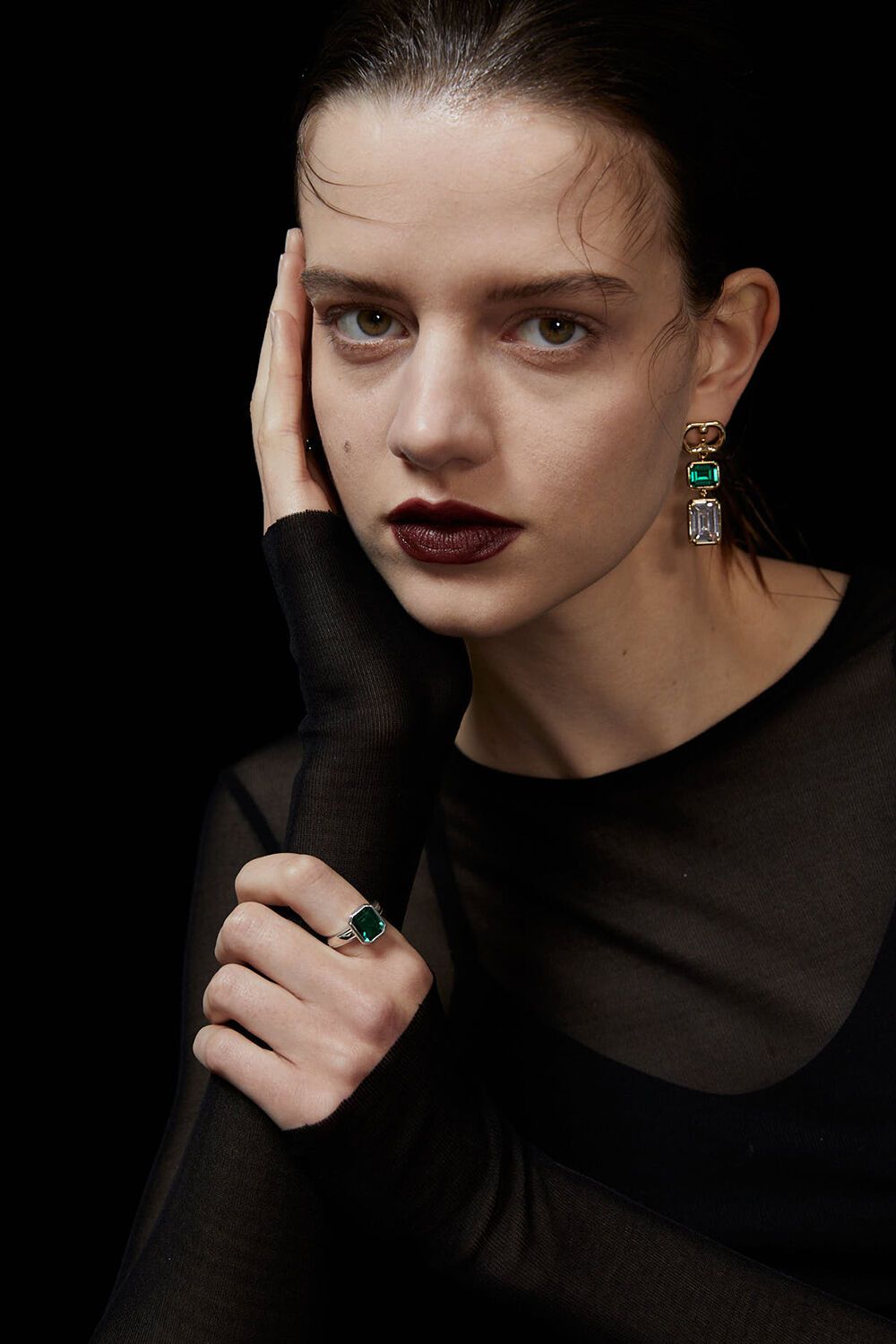 Green lid ring silver 29cm