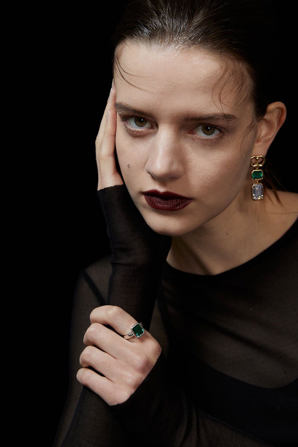 Green lid ring silver 29cm