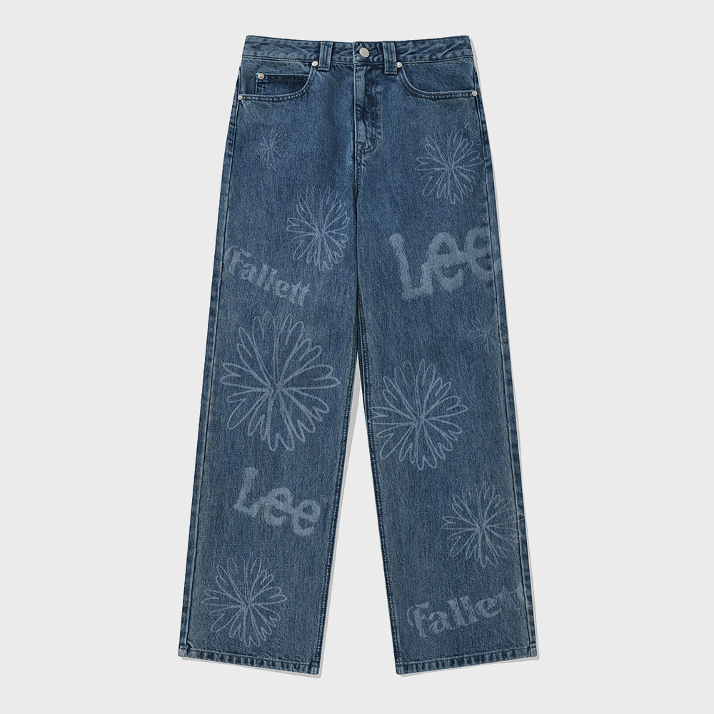 パンツ Fallett FallettXLee Flower Print Denim Pants Blue FA2309PT01 Flower Print Denim Trousers - Mid Blue - Holzweiler