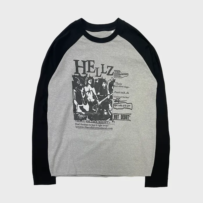 Tシャツ・カットソー THE COLDEST MOMENT TCM hellz raglan long sleeve greyblack TCM hellz raglan long sleeve (grey/black) - 감도 깊은 취향