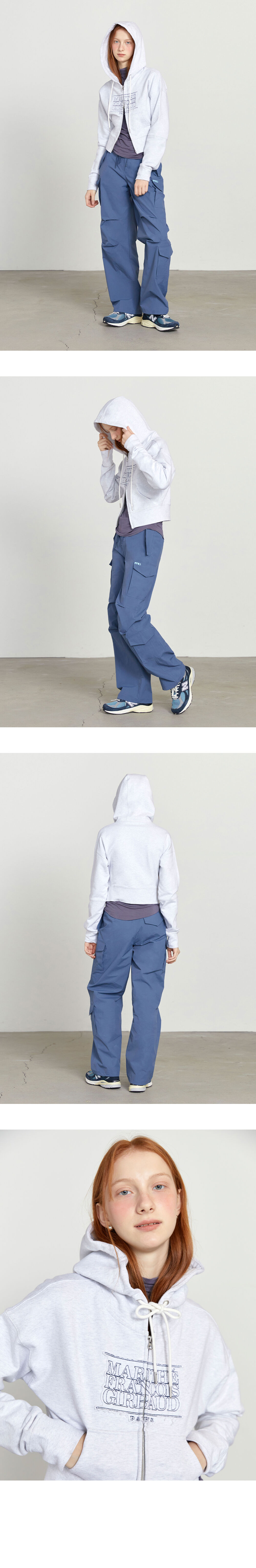 W CLASSIC LOGO CROP HOODIE ZIPUP light heather gray 상세 이미지 2