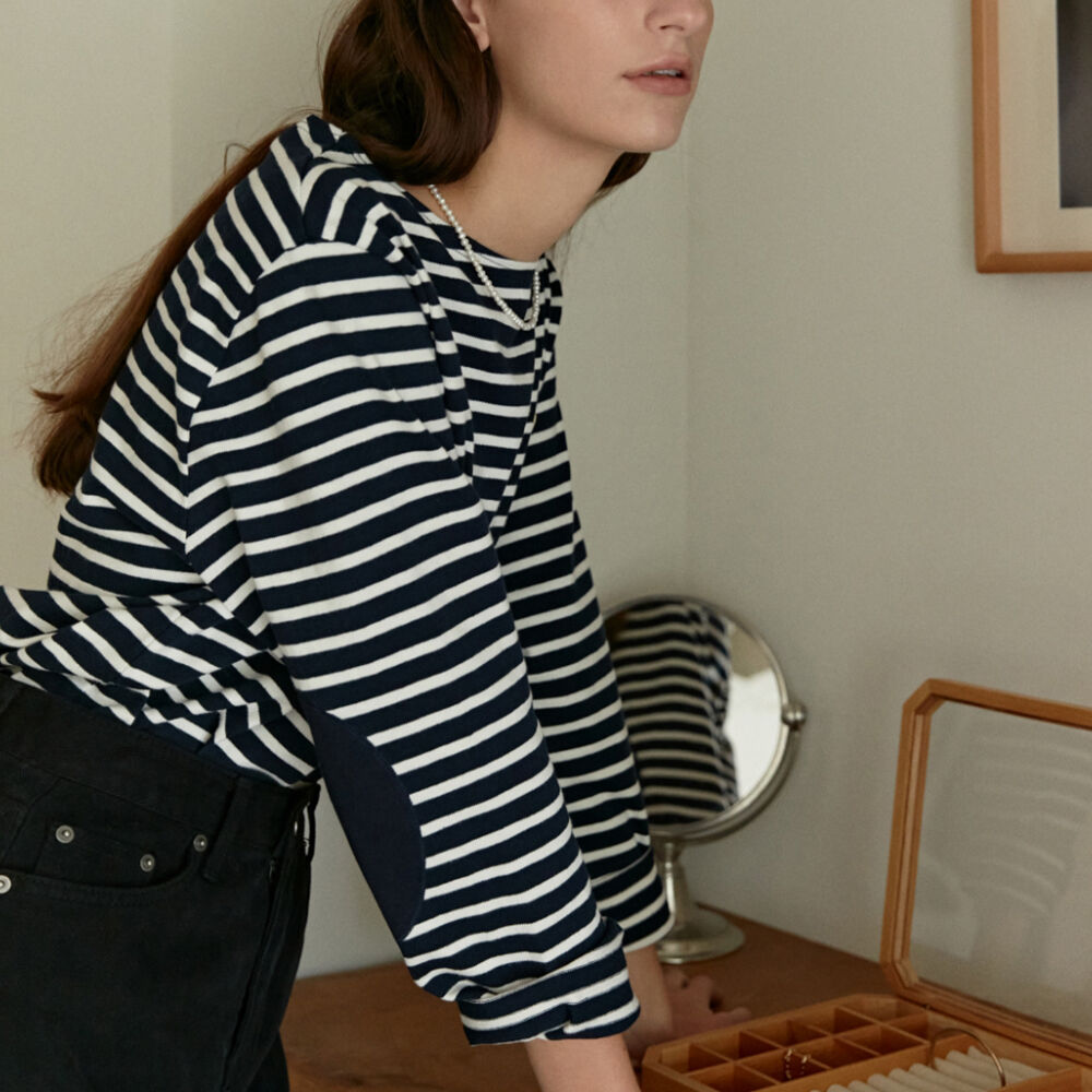 ★関税込★depound★dpwd elbow patch stripe t shirts★ 일상에 감성을 더하다