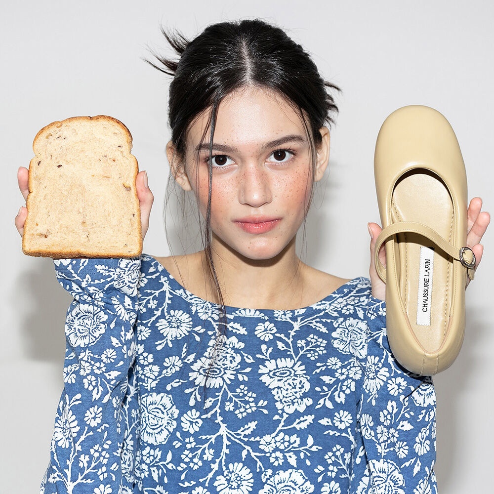 Bagel Puffy Maryjane Flats in Crema Beige - 감도 깊은 취향 셀렉트