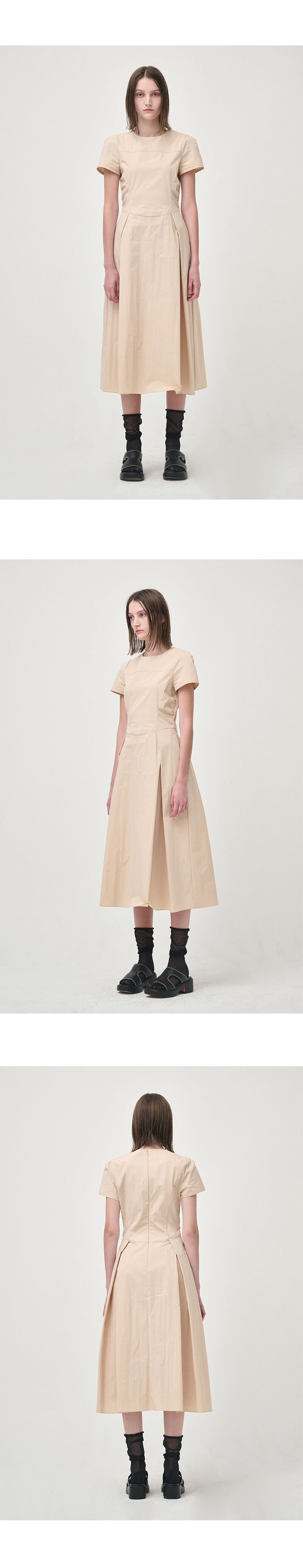 Side Shirring Pintuck Dress, Yellow Beige - 감도 깊은 취향