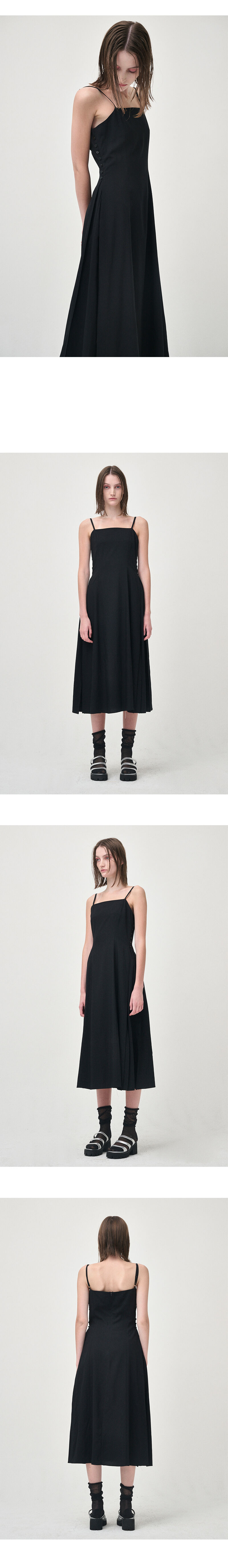 ワンピース ETMON Slip Line Button Detail Dress, Black Slip Line Button Detail Dress, Black - 감도 깊은 취향 셀렉트