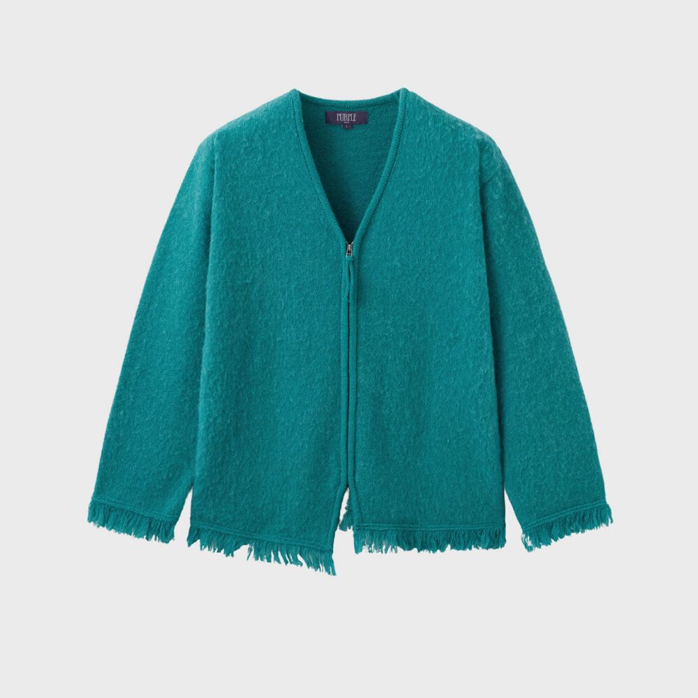 FRINGE V NECK ZIP UP CARDIGAN TEAL 감도 깊은 취향 셀렉트샵 29CM