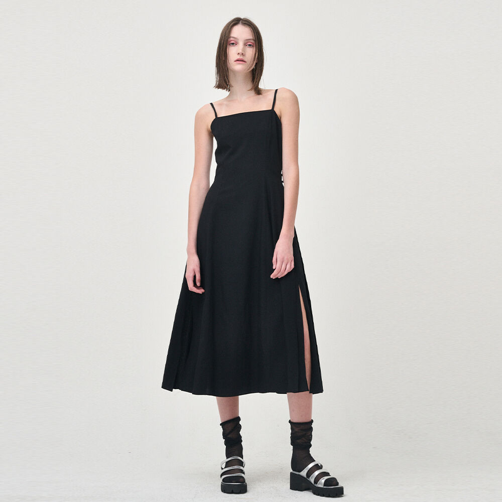 ワンピース ETMON Slip Line Button Detail Dress, Black Slip Line Button Detail Dress, Black - 감도 깊은 취향 셀렉트
