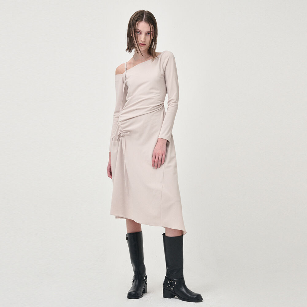 ワンピース ETMON Stair Shirring Punching Dress, Light Green MARGOT Emerald A-Symmetrical Shirring Dress – LAHIVE