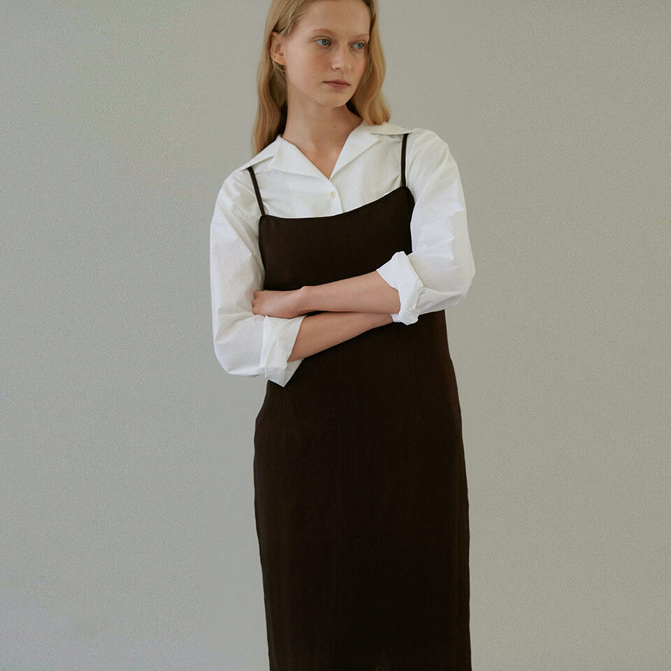 Jelli shirring choker long dress - charcoal - 감도 깊은 취향