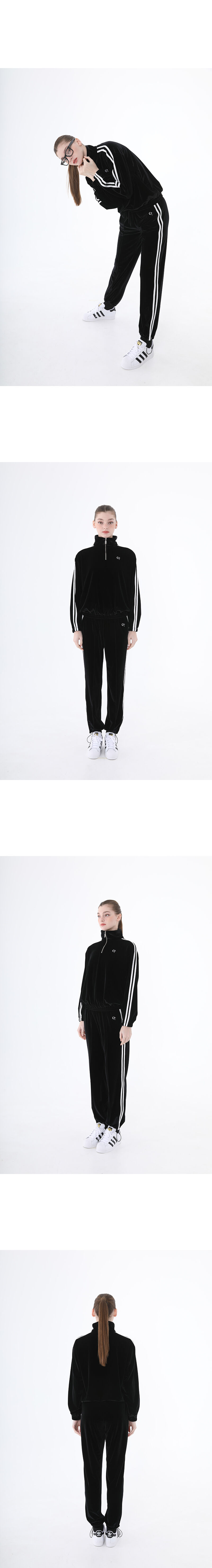 SET] 0 3 lazy day velvet top & jogger pants - BLACK - 감도