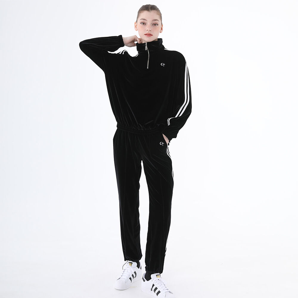 ●CLUT STUDIO● 0 3 lazy day velvet 上下セット / black SET] 0 3 lazy day velvet top & jogger pants - BLACK - 감도