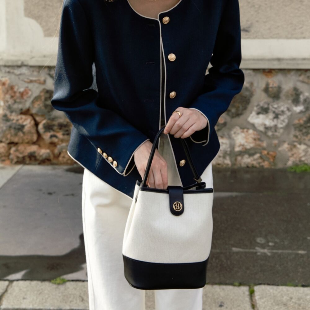 Townback Bucket Shoulder Herringbone Ivory