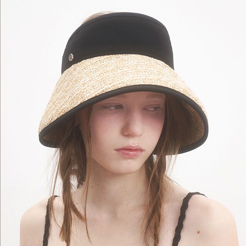 Deauville Straw Sun Visor Hat Black 29CM deauville-straw-sun-visor-hat-black-29cm