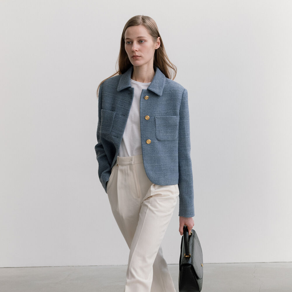 ★on&on★ Detachable Collar Tweed Cropped Jacket NEW3WJ209 Designer fashion, Seoul-fully created | W Concept
