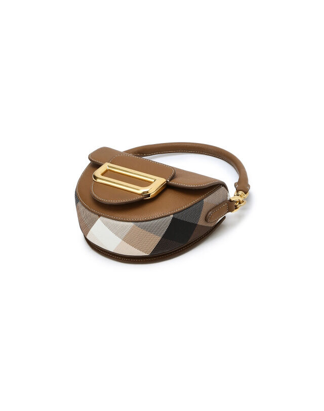 [DBAG] 브라운 체크배색 가죽 미니 하프문백 DCBA3E115W2 감도 깊은 취향 셀렉트샵 29CM