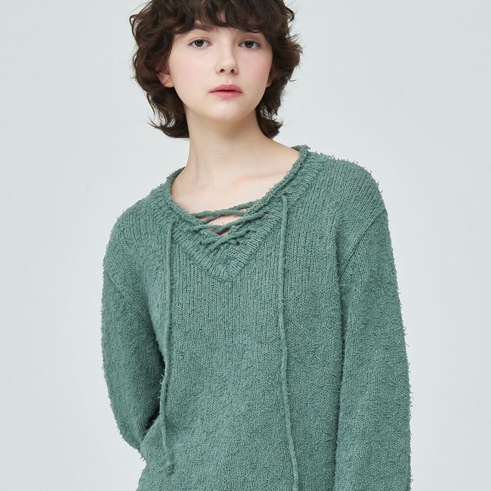 EYELET STRING LOOSE FIT KNIT SAGE GREEN 감도 깊은 취향 셀렉트샵 29CM