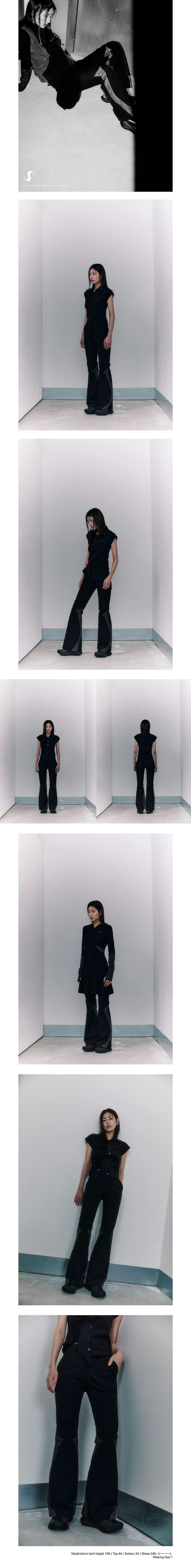 Unbalanced Waist Bootcut Pants Black 29CM