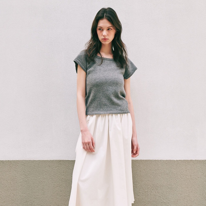 SQUARE ROUND NECK SHORT KNIT GREY - 감도 깊은 취향 셀렉트샵 29CM