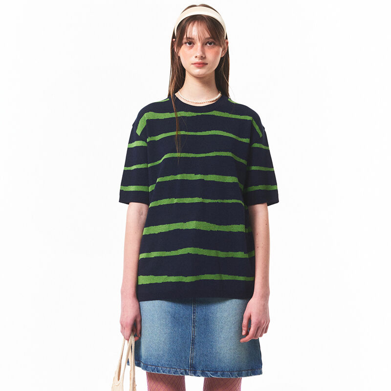 ★MAINBOOTH★Oceanwave Stripe Sweater(GREEN NAVY)★正規品 Oceanwave Stripe Sweater(GREEN NAVY) - 감도 깊은 취향 셀렉트