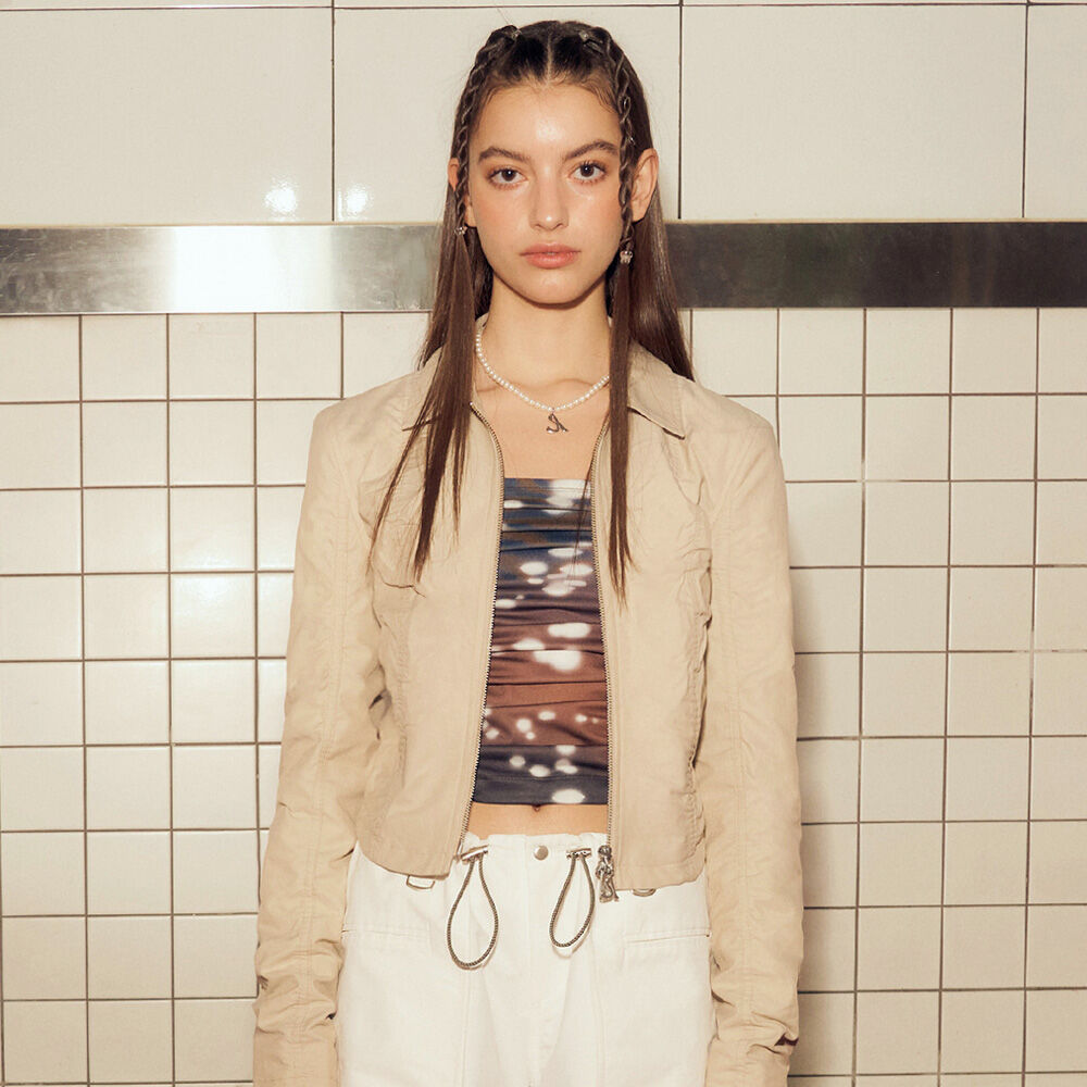 AFTERHOURS ♥ RUCHED SHORT JACKET /追跡付 RUCHED SHORT JACKET (BEIGE) - 감도 깊은 취향 셀렉트샵 29CM