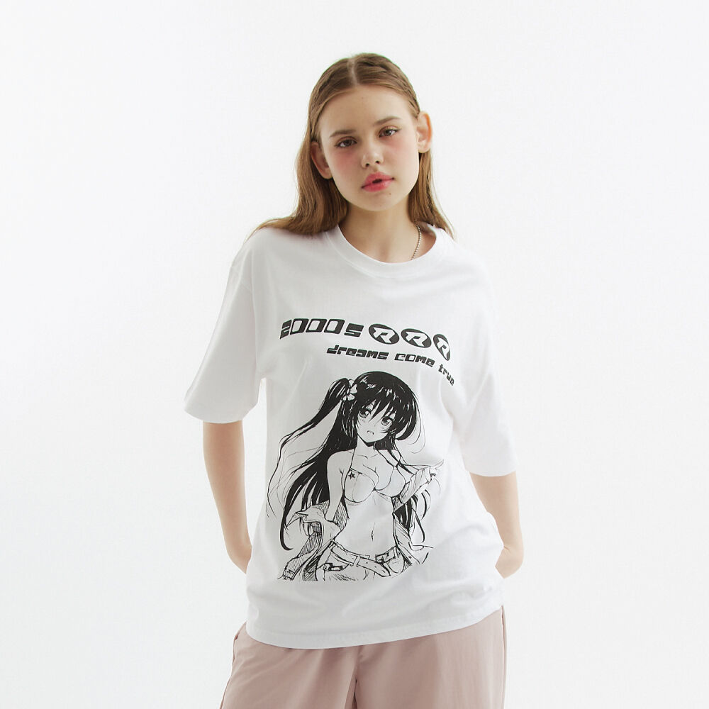 Pink HEESU One shoulder T-shirt [White] - 감도 깊은 취향