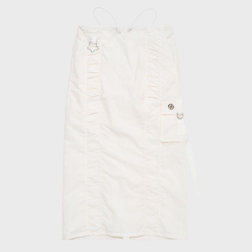 DAMP STRING CARGO LONG SKIRT_WHITE - 감도 깊은 취향 셀렉트샵