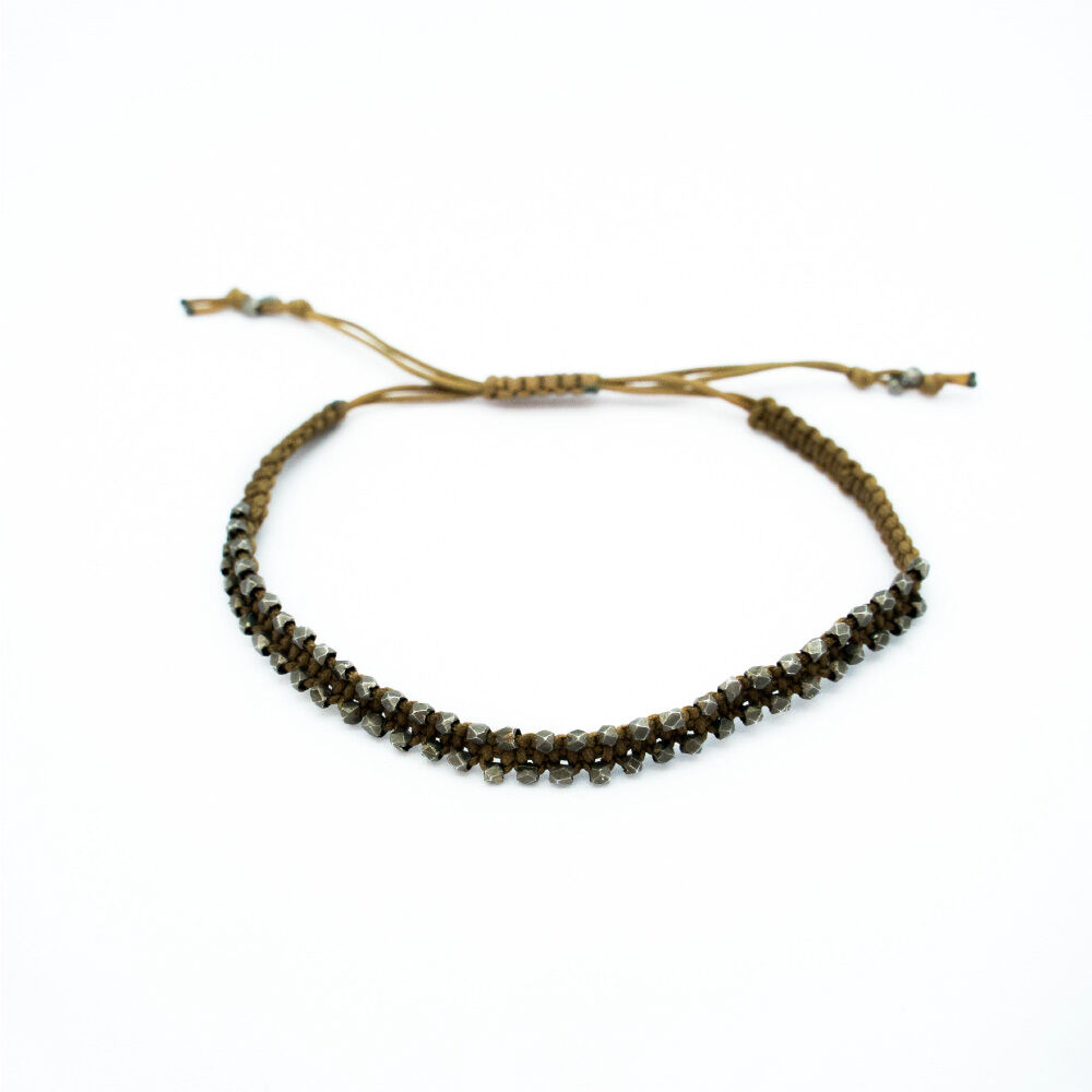 [HARANG]★BTS 着用★HR 280B_Silver Ball Fabric Bracelet BTㅁ Rㅁ 착용] HR 280B_Silver Ball Fabric Bracelet (Khaki