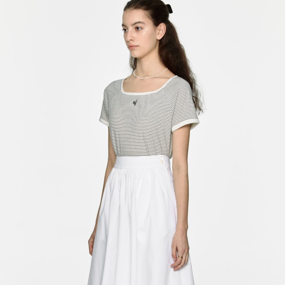 dpwd half sleeve stripe t-shirts - ivory - 감도 깊은 취향