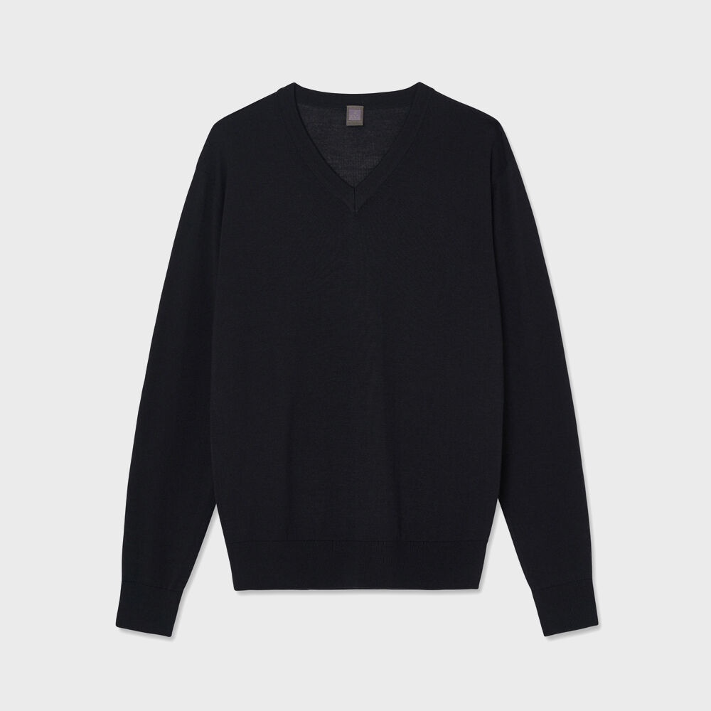 Silk Blended V-neck Sweater_Black